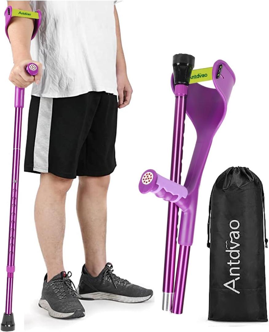 Folding Crutch (x1 Unit) Forearm Crutch Anti-Drop Cuff Reduces The Hassle of Picking Up Forearm Crutch Comfortable Grip and Wear-Resistant, Non-Slip Forearm Crutch (Single Violet)