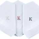 Initial Handkerchief for Men, Monogrammed Boxed 3 Piece Set,100% Cotton