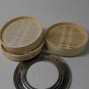 Bamboo Steamer 10 Inch 2 Tier Wooden Basket With Handle, Ring Adapter, Reusable Silicone Liner, Kit For Cooking Dumpling Baby Bao Bun, Dim Sum, Rice Potsticker Steaming Chinese Asian Food & Vegetables