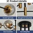 6-Light Glass Globe Sputnik Light Fixture Modern Matte Black and Gold Chandelier Semi Flush Mount Ceiling lamp for Living Room Kitchen Dining Room Farmhouse Bedroom, large