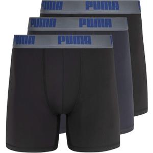 PUMA mens 3 Pack Performance Boxer Briefs (Small, Black/Grey)