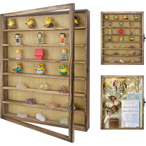 Shadow Box Frame Display Case 16x20 with Removable Shelves, Deep Memory Box Trinket Knick Knack Shelf Cabinet for Collector, Keepsake Coins Military Medals Wedding Flowers Real Wood