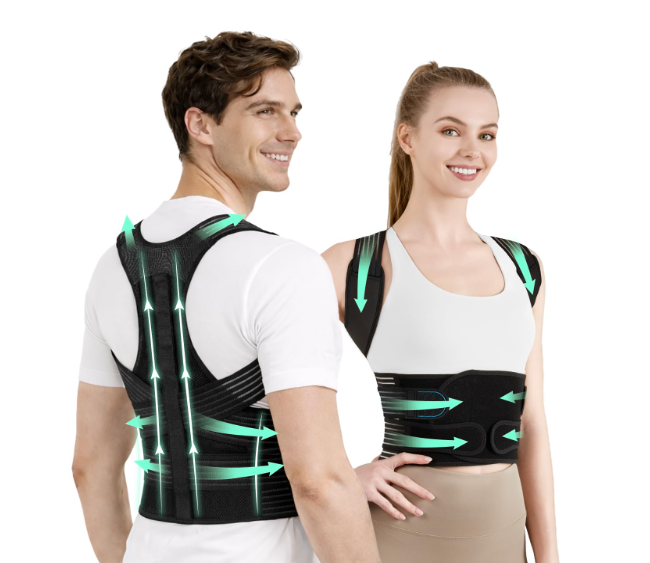 Back Brace Posture Corrector for Women and Men, 4-Point Back Support System for Upper/Lower Back Pain Relief, Scoliosis & Hunchback Correction, Adjustable & Breathable Shoulder Straightener, Medium