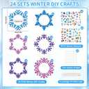 24 PCS Winter Picture Frame Ornaments Paper Christmas DIY Photo Frame Craft Set Hanging Decorations For Christmas Tree Decor (Snowflake)