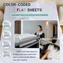 ZPECC Bulk Flat Sheets Only Full Size 6 Pack, Easy Sort Top Bed Sheet by Color-Coded Label, Soft Durable Brushed Microfiber Fabric Hotel Airb&bs Essentials for Hosts, 81"x96", Sage Green