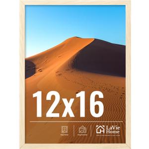 LaVie Home 12x16 Picture Frame for Wall Display, 12x16 Oak Picture Frame with HD Plexiglas, 12 x 16 Poster Frame 1 Pack, Display Frame for Vertical or Horizontal, Classic Collection