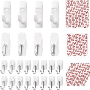 24 Hooks for Hanging Variety Pack, Adhesive Wall Hooks Heavy Duty with 24 Stirps,no Damage Large midium Small Sticky Utility Hooks for Outdoor、Tower、Keys