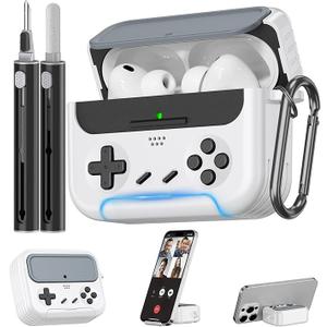 Inesore for Airpods Pro 3 Case Cover with Cleaner Kit,with Lock for Airpod Pro 3 (2025),Classic Cool Funny Game Console Hard Air Pods Pro 3 Case for Men Boy(White)