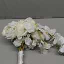 Rinlong 11" Wide White Orchid Cascading Wedding Bouquet - Real Touch Silk Cascade Bridal Bouquet