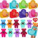 BAYSING Valentines Day Cards for Kids School, 24 Pack Stuffed Bears Keychains Plush Toys, Valentine Day Party Favors for Boys Girls, Ideal Exchange Cards for Classroom