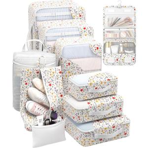 10 Set Packing Cubes for Travel, Gifts for Women Mom,Anti-Tearing Suitcase Organizer for Luggage Carts with Shoe & Hanging Toiletry Bag,OlarHike Vacation Essentials & Accessories for Cruise Ship