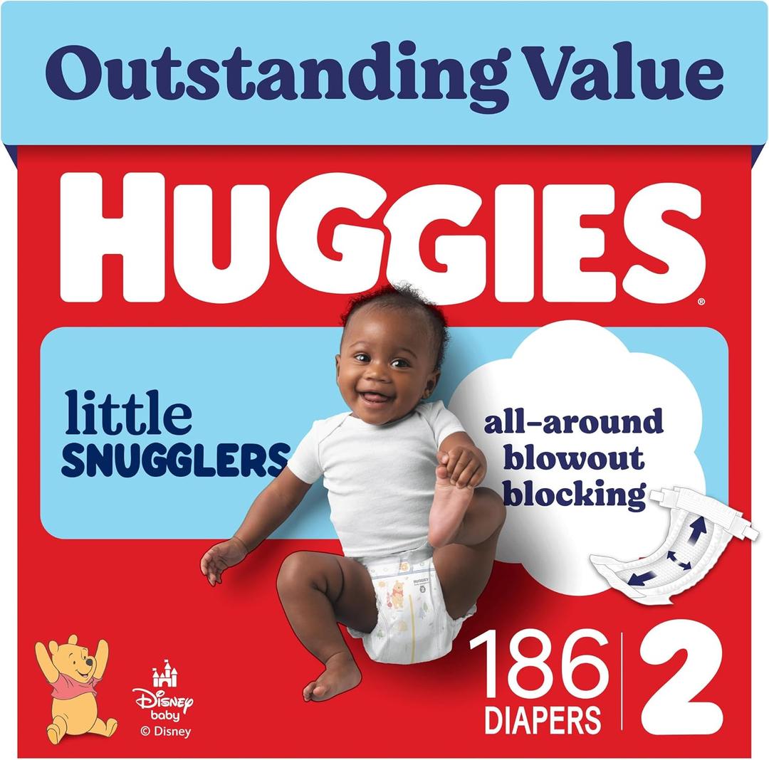 Huggies Little Snugglers Diapers Size 2, 186 Count (3 Packs of 62)