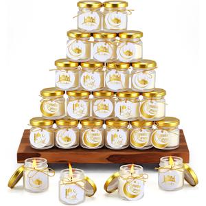 MTLEE 24 Pcs Eid Mubarak Scented Soy Candles 1.8 oz Glass Ramadan Scented Candle Gifts for Women Muslim Islamic Gifts for Family Eid Party Favors Table Decorations