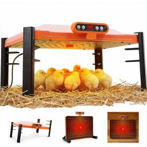 Smart Brooder Plate with Temperature Display & Adjustable Height, 11 x 15 Inch Chick Heat Plate for 20 Chicks, Memory Function and Overheat Protection for Safety, Anti-Roost Design