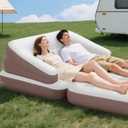 Full Size Air Mattress for Inflatable Portable Blow Up Mattress Sofa Bed with Flocked top-Double Air Couch for Tent Camping(Camel)