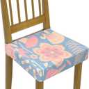 Stretch Dining Chair Seat Covers Set of 4,Dining Chair Slipcovers, Floral Printed Chair Covers,Soft Fabric Washable Upholstered Chair Seat Protector, No Rear Covers for Home Kitchen Dining Room (Folk Floral Pattern)