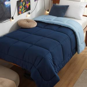 Bedsure Twin XL Comforter Duvet Insert, All Season Bed Comforter, Quilted Down Alternative Duvet, Box Stitched Comforters with Corner Tabs, Machine Washable, 68 x 92 Inches (Navy Blue/Blue)