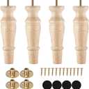 Michanco Wooden Furniture Legs 8 Inch Set of 4 Unfinished Replacement Parts for Couch Sofa Chair Ottoman Cabinet