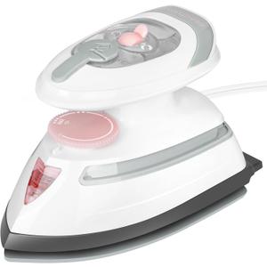 BEAUTURAL Mini Travel Steam Iron for Clothes with Dual Voltage, Temperature Control, Non-Stick Soleplate and Cord Storage, Ideal for Sewing, Quilting and Handcraft (Pink)