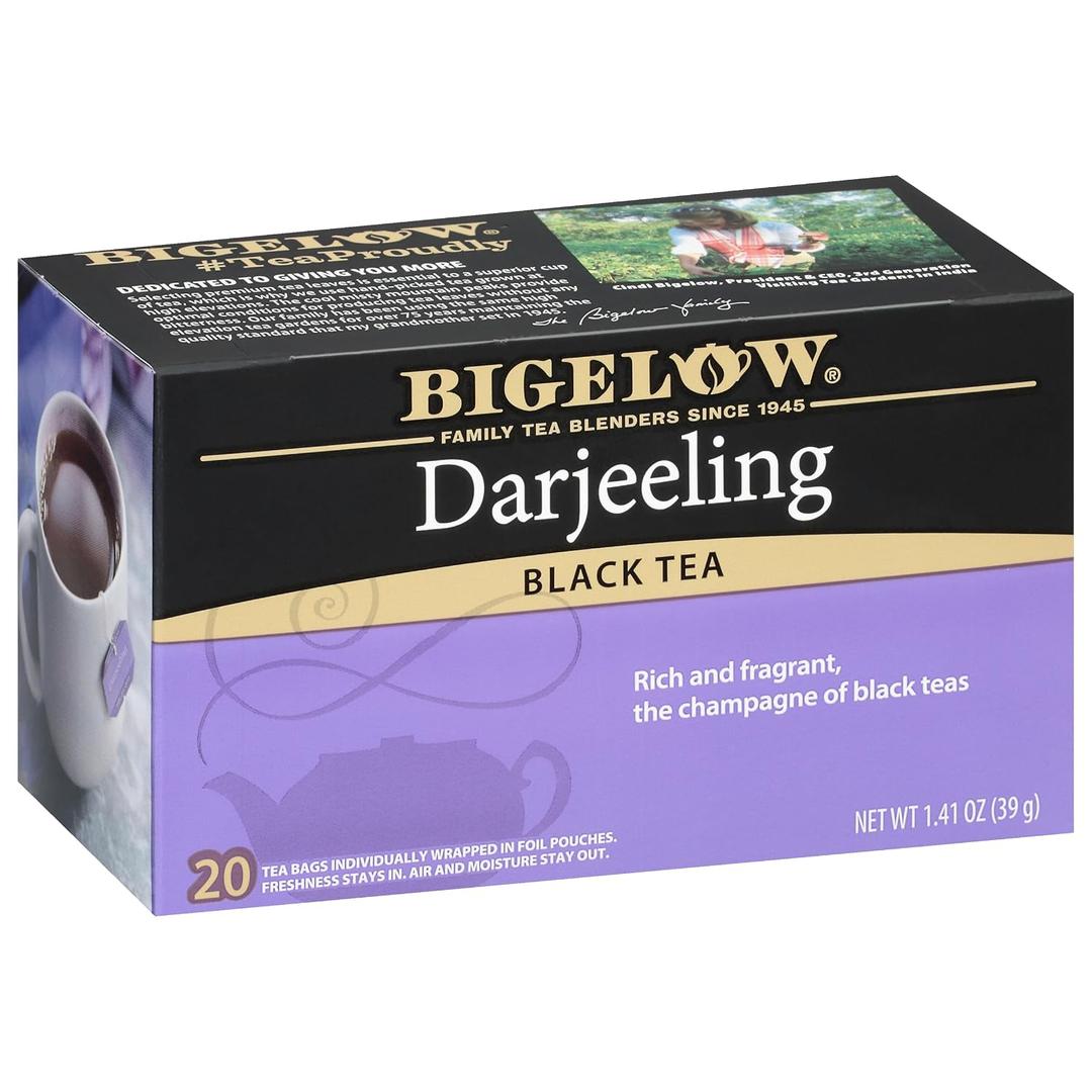 Bigelow Tea Darjeeling Black Tea, Caffeinated Tea, 20 Count Box (Pack of 6), 120 Total Tea Bags EXP: 01/2029
