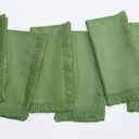 PurpleEssences Cloth Napkins with Fringes, 100% Cotton Fall Thanksgiving Table Cloth Napkins, Set of 6 18x18 Inch Reusable Dinner Napkins for Parties and Weddings - Sage Green