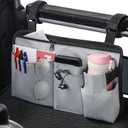 CTWWFS Upgrade Wheelchair Side Bag with Cup Holder, Armrest Accessories for Wheelchair, Rollator, Walker, The Perfectly Organized to Free your Hands and Bring you A Wonderful Life Experience (Gray)