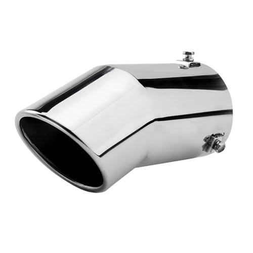 TriTrust Exhaust Tip, 1.75-2.5 inch Inlet Adjustable, Fit 1.75''/2''/2.25''/2.5'' Outer Diameter Tailpipe, 3'' Outlet 6'' Long Muffler Tip, Black Powder Coated Stainless Steel Tail Tip Silver