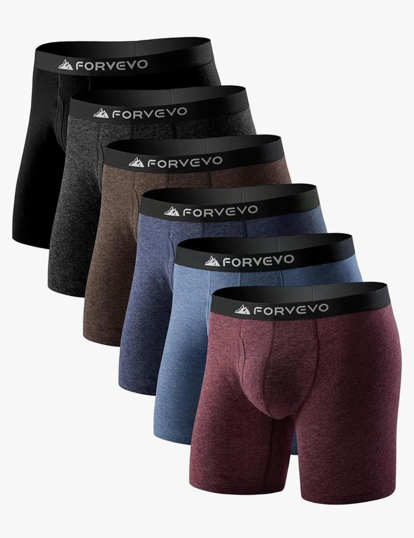 Merino Wool Underwear Mens Boxer Briefs, Breathable Boxer Shorts for Men, Soft Moisture Wicking Underwear 6 Pack