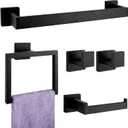 5-Pieces Matte Black Bathroom Hardware Accessories Set, SUS304 Stainless Steel Bath Towel Bar Set, Towel Racks for Bathroom Wall Mounted.