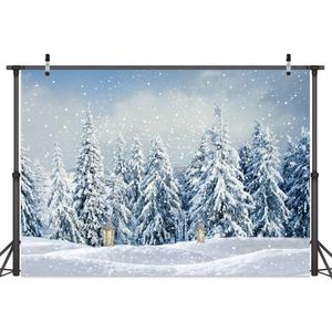 Forest Backdrop Christmas Snow Winter Wonderland Snowflake Pine Tree Photography Backdrops New Year Event Party Decorations Banner Holiday Photo Background Photo Props 10X8ft (White)