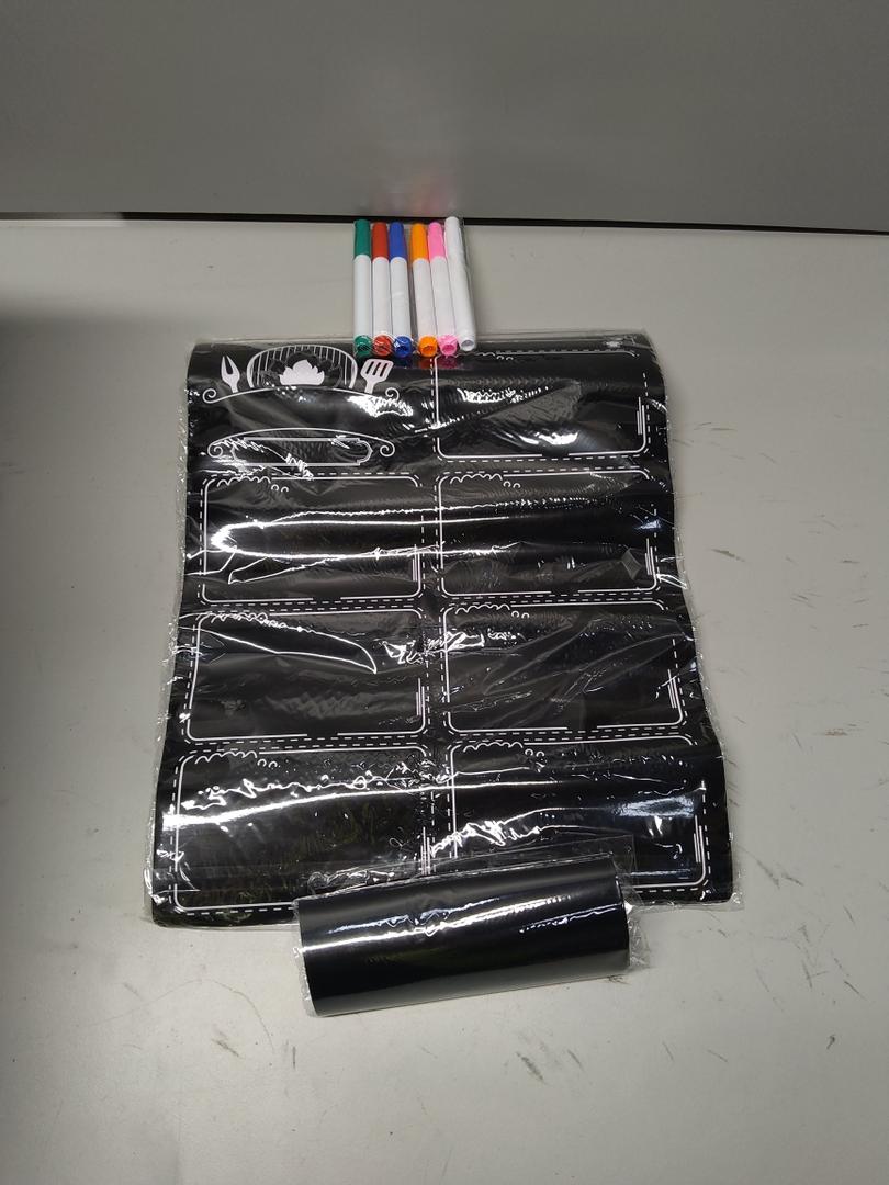 Magnetic Dry Erase Menu Board for Fridge Includes 6 Liquid Chalk Markers - Weekly Meal Planner Blackboard, Grocery List and Notepad for Kitchen Refrigerator - Chalkboard Magnet