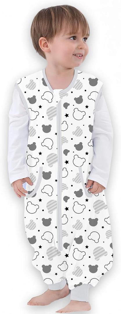 Toddler Sleep Sack with Feet, 0.5TOG Wearable Blanket, Baby Sleeping Sack with Legs (2T-3T, Bear)