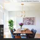 Modern LED Pendant Light Gold Dimmable Circular Chandelier, Kitchen Island Pendant Light Fixture with Remote Control for Dining Room, Kitchen, Entry, Living Room(D31.5 Inch) Gold