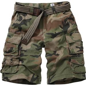 Cargo Short for Men Relaxed Fit Camo Outdoor Hiking Work Cotton Casual Shorts with 9 Pockets No Belt (38)
