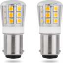3W AC12V/DC12-24V BA15S Led Light Bulb 1156 1141 Bayonet Base Non-Dimmable Waterproof Lamp CRI80 Soft Warm White Pack of 2