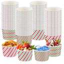 9oz 48 Pcs Christmas Paper Bowls Stripe Treat Snack Cups Green Red Stripe Ice Cream Dessert Bowls Thanksgiving Treat Snack Dessert Cups for Hot or Cold Food Thanksgiving Party Favor Supplies