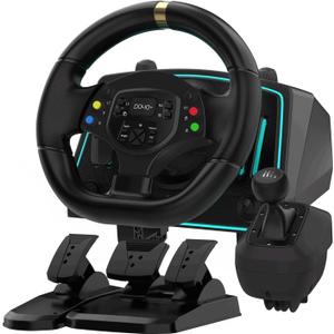 NBCP Racing Wheel with 6-Speed Shifter & Pedals 1080 Gaming Steering Wheel for PS4, Xbox & PC, Vibration Feedback, Clamp Mount, Plug & Play