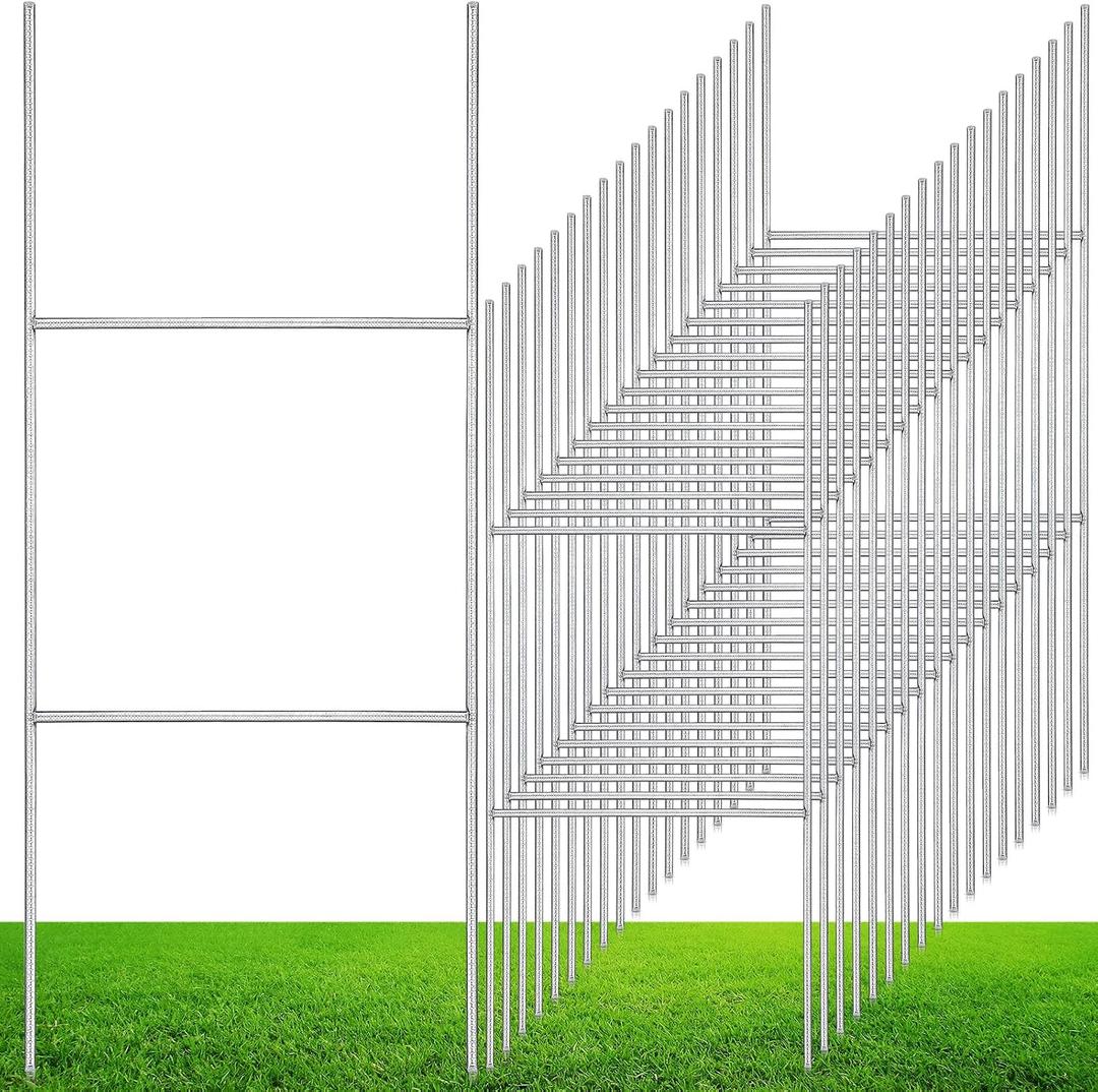Zonon 30 Pcs H Stakes for Yard Signs 16.5'' x 7'' Heavy Duty Metal H Frame Wire Stakes Weatherproof Metal Holder for 4mm 5mm Corrugated Signs Guidepost Yard Decoration