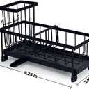 2 x Kitchen Sponge Holder with Brush Holder Sink Caddy Organizer for Sink Kitchen Countertop Organizers and Storage Essentials Black (One Size)