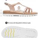 Saidoteto Women's Wide Flat Sandals,Casual Open Toe Strappy Slip-on Summer Dressy Platform Sandals with Sparkling Rhinestones