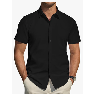 J.VER Men's Short Sleeve Dress Shirts Stretch Stain Shield Casual Button Down Shirts Solid Formal Shirt, Size XL