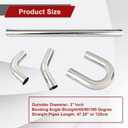 3'' Inch DIY Custom Mandrel Exhaust Pipe Tube Pipe Industry Pipe,48'' Straight Pipe,3'' OD Straight & Mandrel Bend Pipe(45/90/180 Degree) Kit,T304 Stainless Steel,Universal Fitment-8PCS