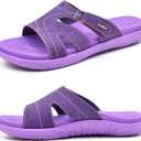 KuaiLu Womens Fashion Orthotic Slides Ladies Lightweight Athletic Yoga Mat Sandals Slip On Thick Cushion Slippers Sandals With Comfortable Plantar Fasciitis Arch Support (9, Purple)