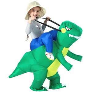 YEAHBEER Inflatable Dinosaur Costume for Kids, T-Rex Fancy Dress Halloween Blow up Costumes Kids Dinosaur Costume, Blow up T-Rex Funny Fancy Inflatable Costume for Halloween Dress (Green), S
