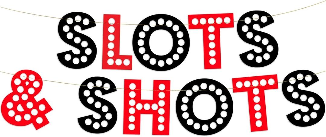 Casino Themed Glitter Banner  Las Vegas Birthday and Bachelorette Party Decorations  Poker Party Garland, Favors and Supplies