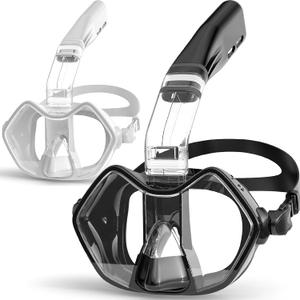 Greatever Half Face Diving Mask, Innovative with Nose Breathing, Comfortable & Breathable Fit,Detachable Breathing Tube,and Home Water Sports (G4-Black+White)