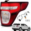 Tail Lights Compatible with 2011 2012 2013 2014 2015 Ford Explorer Rear Brake Lamp Assembly With Wire Harness and Bulbs Replace BB5Z13404C BB5Z13404D (2011-2015 Ford Explorer, Right Passenger Side)