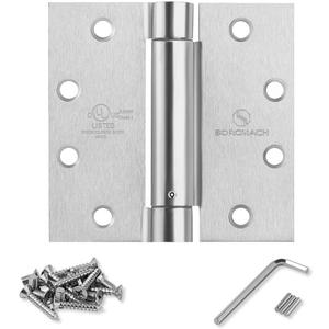 Satin Door Hinges 4.5 Inch Self Closing Hinge Hardware Adjustable Spring Hinges for Commercial Grade Self-Closing, UL Listed 3 Pack (Square/Satin)