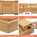 TIOPGHAD Bamboo-Silverware-Drawer-Organizer-Kitchen, Expandable Utensil Holder Cutlery Tray Flatware Organization Adjustable Wood Tableware Dividers Storage (with Removable Knife Block)(Natural)