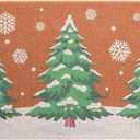 Tinideya Christmas Welcome Front Doormat, Xmas Non Slip Outdoor Mat Rug with Christmas Snowflake Decoration Pattern for Farmhouse Home Entrance Decor Yard Floor Patio, 17 x 30 Inches(Xmas Tree)